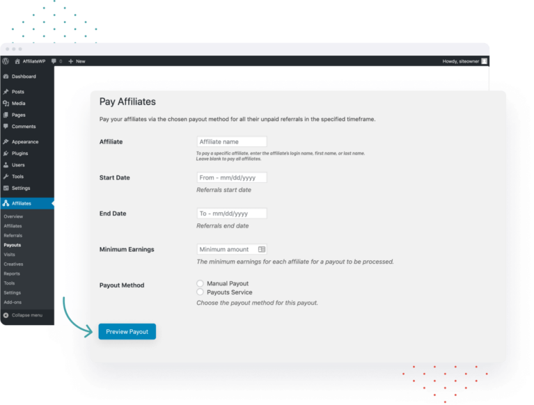 Pay affiliates directly to bank accounts or debit cards in a few clicks